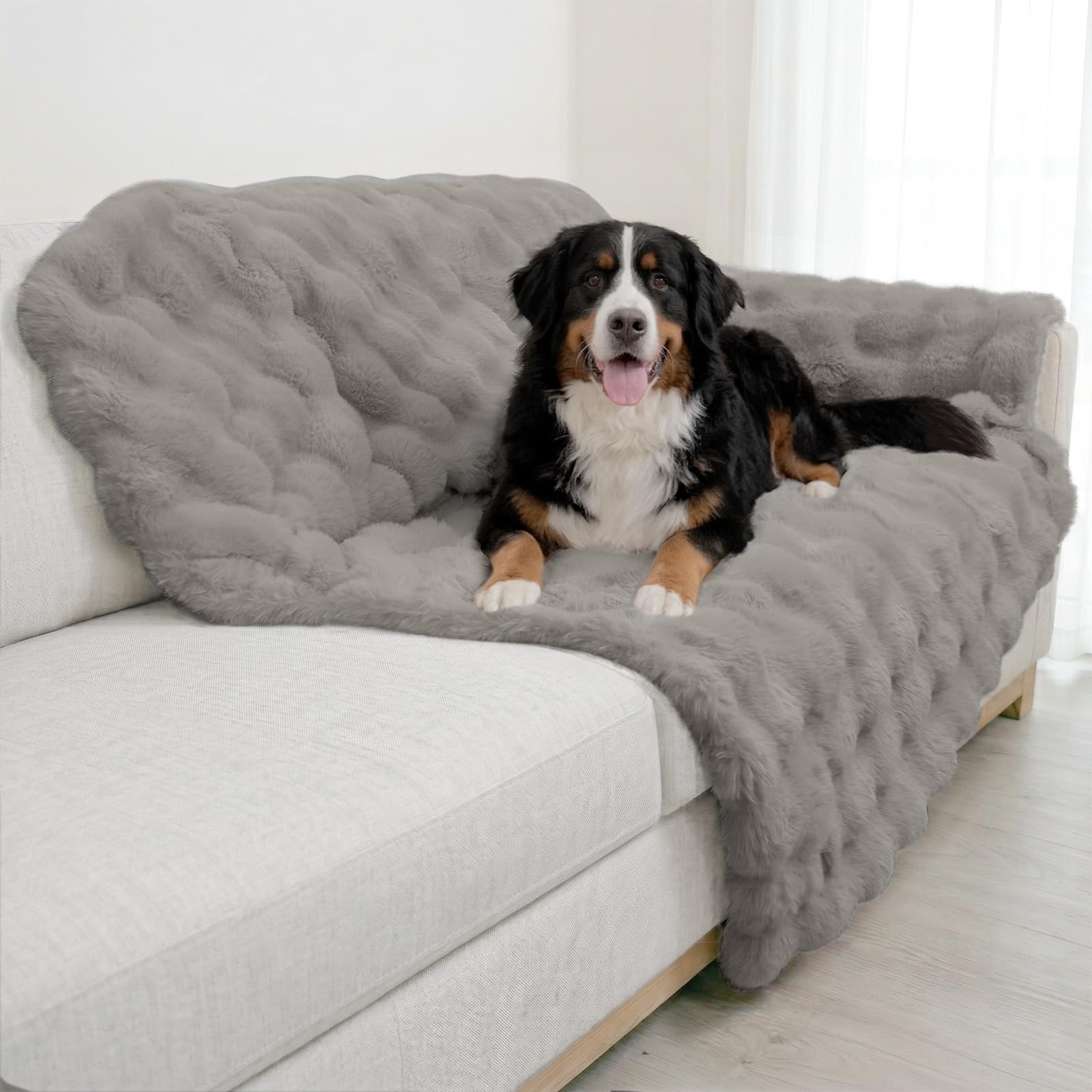 Paw Inspired Waterproof Dog Blanket, 40x30 Inch Size, Beige | Soft Faux Fur Throw, Fur-Resistant Fleece, Washable Pet Blanket, Waterproof Protection for Couch, Bed, Furniture, Crate, Car