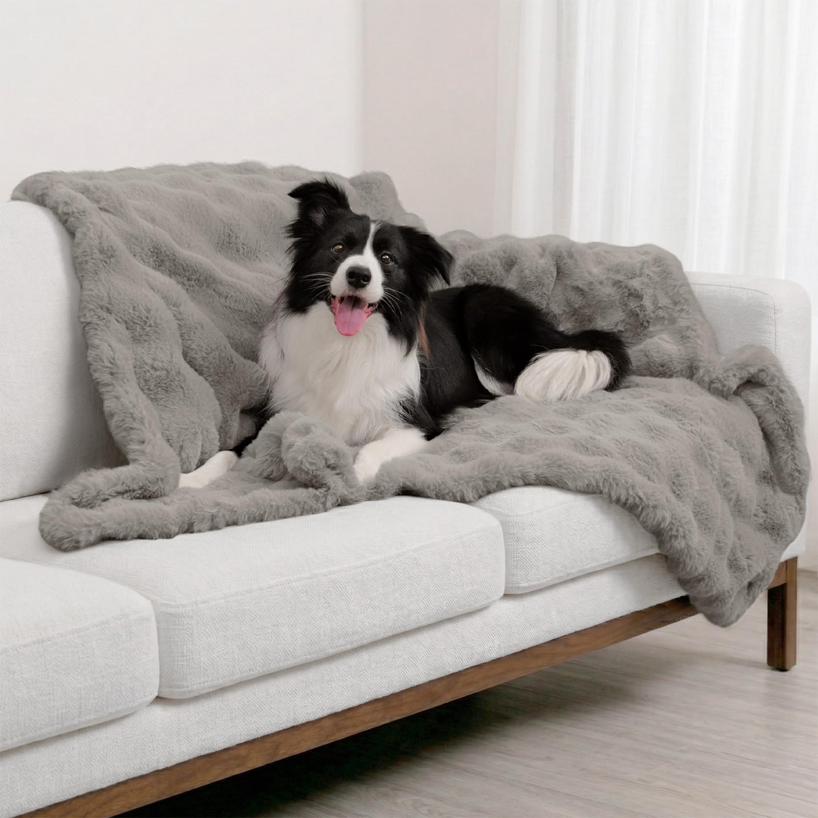 Paw Inspired Waterproof Dog Blanket, 40x30 Inch Size, Beige | Soft Faux Fur Throw, Fur-Resistant Fleece, Washable Pet Blanket, Waterproof Protection for Couch, Bed, Furniture, Crate, Car