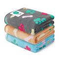 Luciphia 3 Pack Soft Fleece Dog Blankets for Medium Dogs Puppy Cats,30"x20" | Washable Throw Blanket for Crate, Couch, Bed, Travel. Cute Paw & Bone Print. Puppy Essential, Dog Gift,Grey