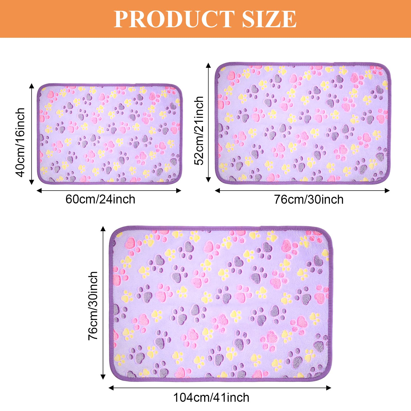 Tatuo 4 Pack Fleece Dog Blanket for Pet,Blue,24 x 16 Inch,Paw | Soft, Washable Puppy Blankets for Cats Guinea Pig, Warm Paw Print Sleep Mat for Crate Kennel, Cozy Indoor Bedding Toys