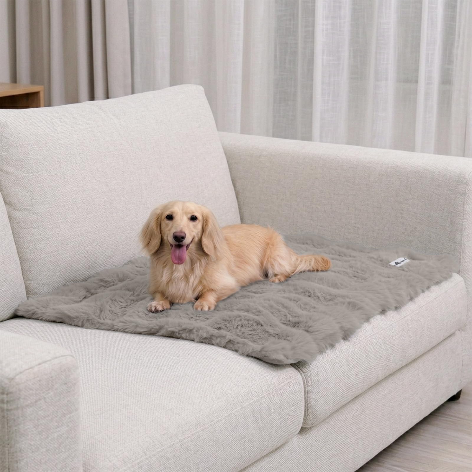 Paw Inspired Waterproof Dog Blanket, 40x30 Inch Size, Beige | Soft Faux Fur Throw, Fur-Resistant Fleece, Washable Pet Blanket, Waterproof Protection for Couch, Bed, Furniture, Crate, Car