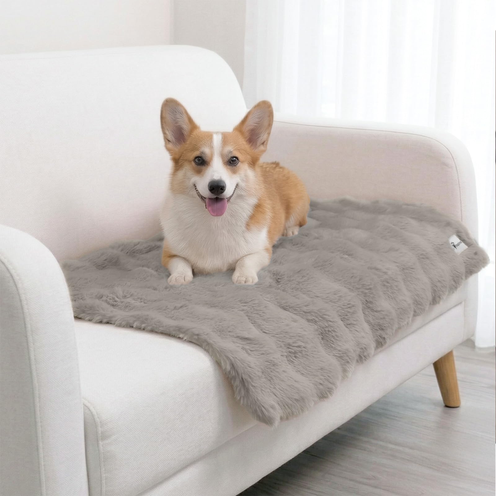 Paw Inspired Waterproof Dog Blanket, 40x30 Inch Size, Beige | Soft Faux Fur Throw, Fur-Resistant Fleece, Washable Pet Blanket, Waterproof Protection for Couch, Bed, Furniture, Crate, Car