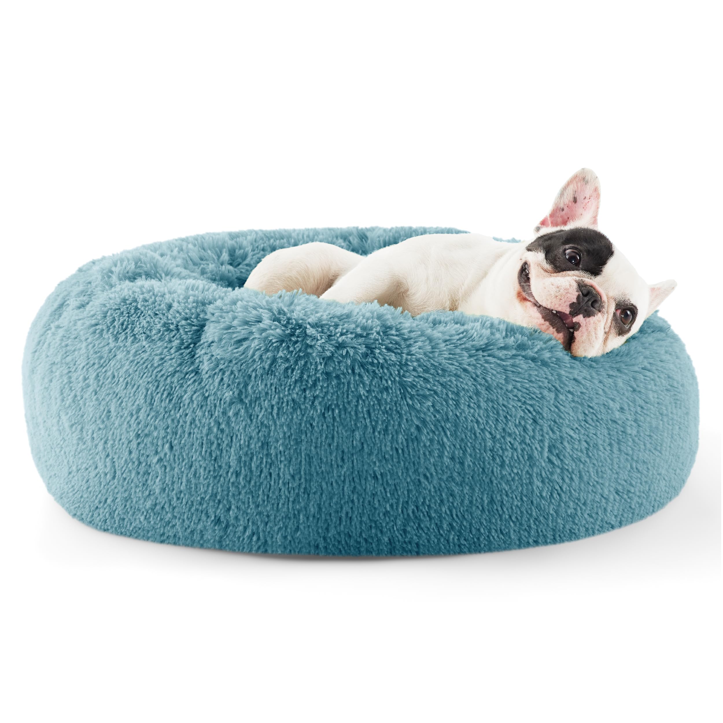 Bedsure Calming Small Dog Bed Donut Washable Cat＆Puppy Bed,23 inches Camel | Oprah Daily Award,Fluffy Faux Fur Round Cuddler,Anti-Slip Bottom,Anti-Anxiety,Deep Sleep for Large Cat & Pets Up to 25 Lbs