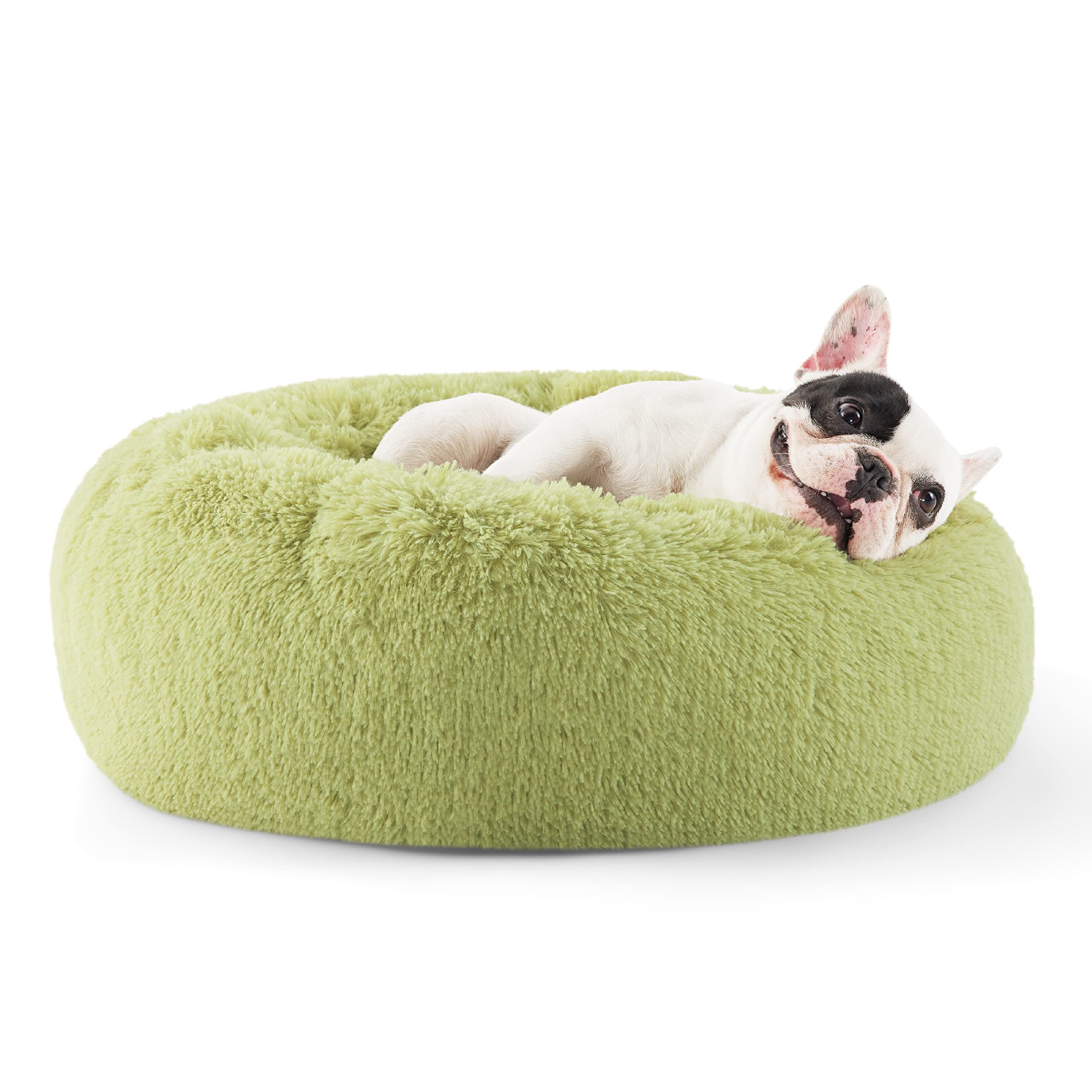 Bedsure Calming Small Dog Bed Donut Washable Cat＆Puppy Bed,23 inches Camel | Oprah Daily Award,Fluffy Faux Fur Round Cuddler,Anti-Slip Bottom,Anti-Anxiety,Deep Sleep for Large Cat & Pets Up to 25 Lbs