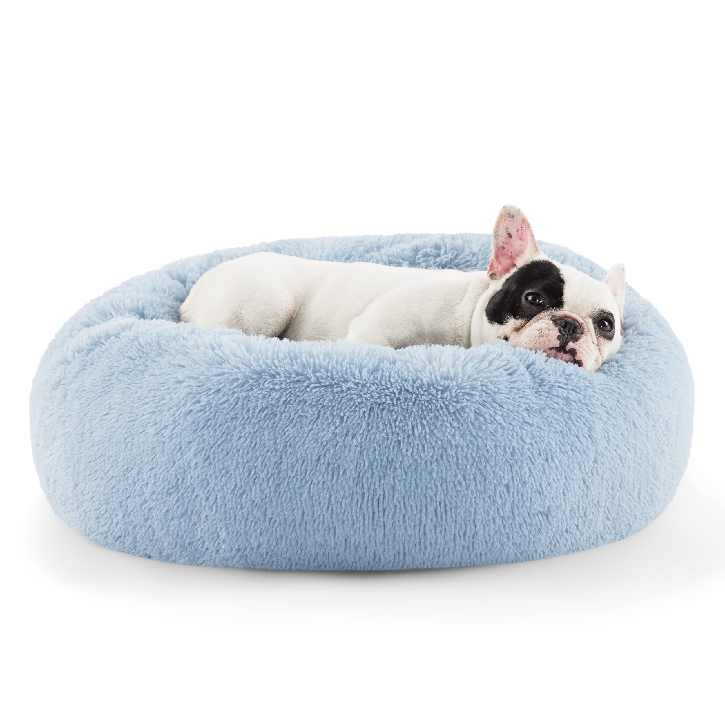 Bedsure Calming Small Dog Bed Donut Washable Cat＆Puppy Bed,23 inches Camel | Oprah Daily Award,Fluffy Faux Fur Round Cuddler,Anti-Slip Bottom,Anti-Anxiety,Deep Sleep for Large Cat & Pets Up to 25 Lbs