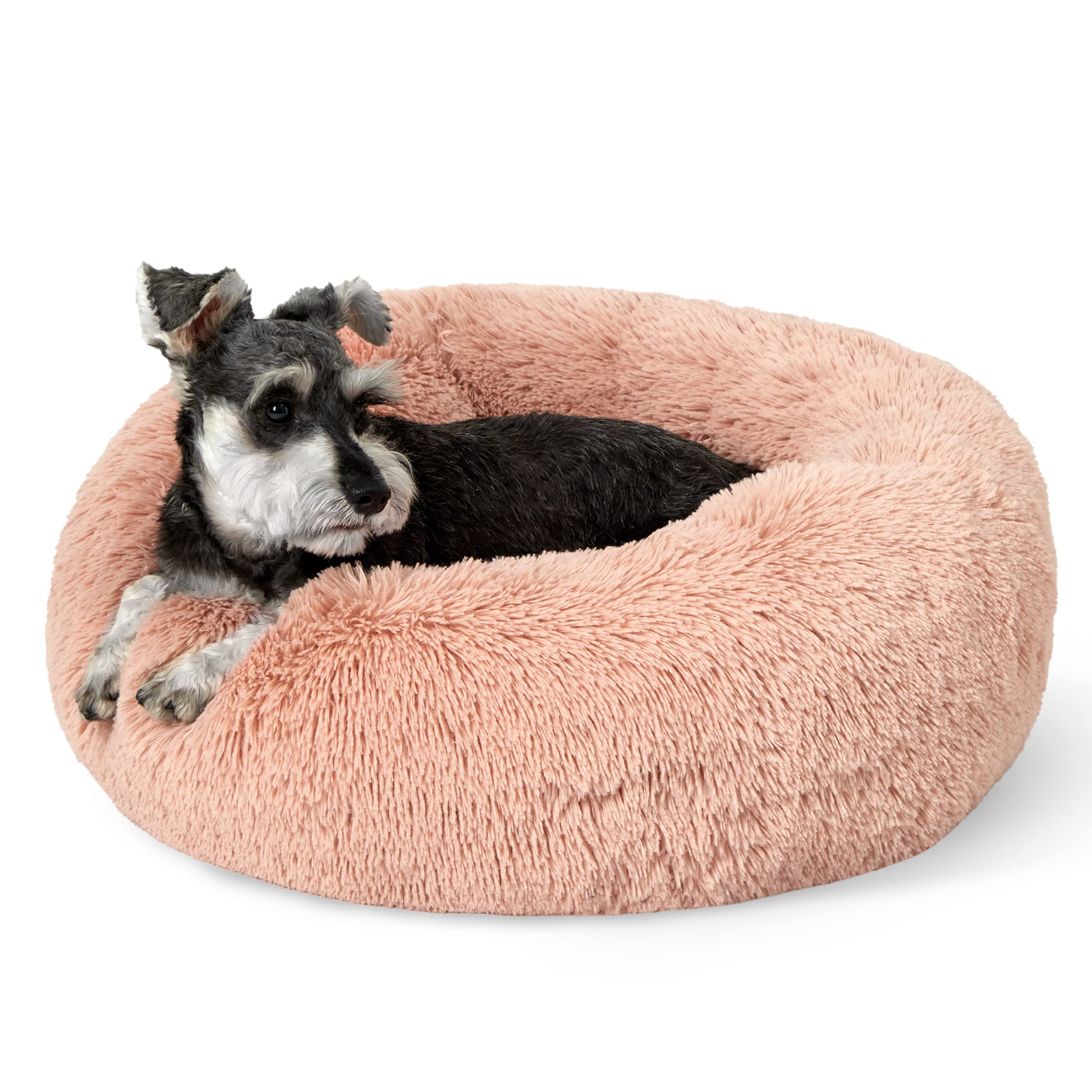Bedsure Calming Small Dog Bed Donut Washable Cat＆Puppy Bed,23 inches Camel | Oprah Daily Award,Fluffy Faux Fur Round Cuddler,Anti-Slip Bottom,Anti-Anxiety,Deep Sleep for Large Cat & Pets Up to 25 Lbs