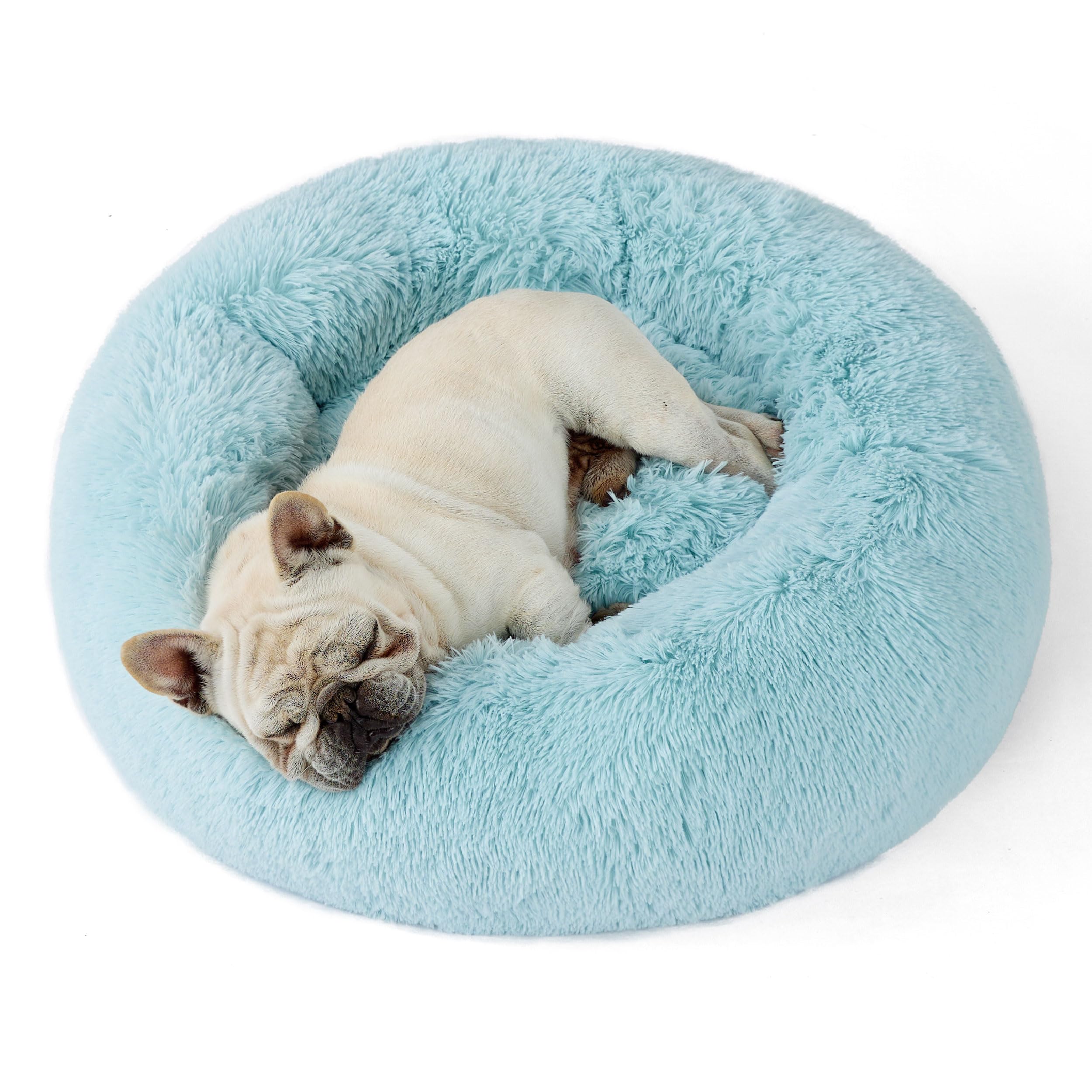 Bedsure Calming Small Dog Bed Donut Washable Cat＆Puppy Bed,23 inches Camel | Oprah Daily Award,Fluffy Faux Fur Round Cuddler,Anti-Slip Bottom,Anti-Anxiety,Deep Sleep for Large Cat & Pets Up to 25 Lbs