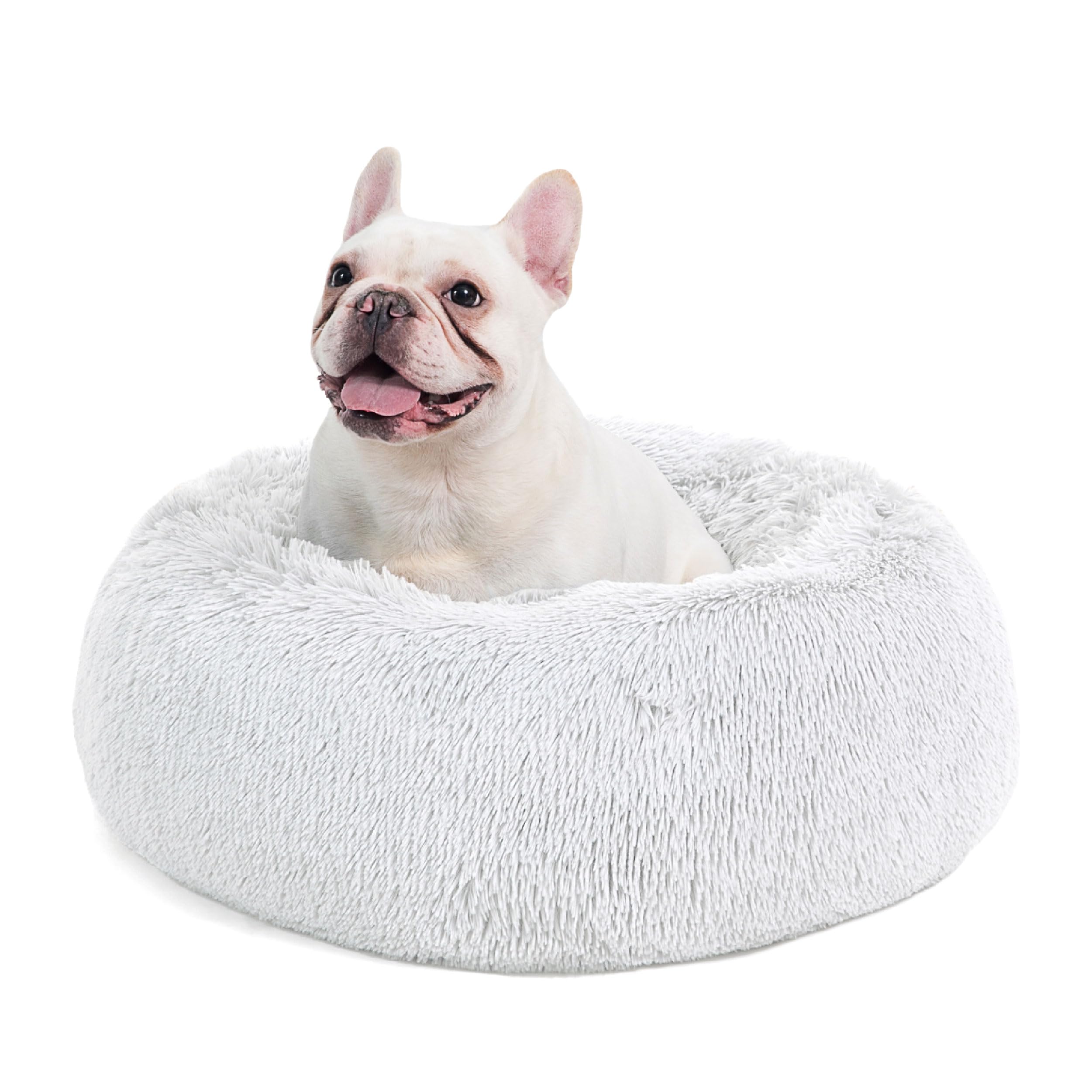 Bedsure Calming Small Dog Bed Donut Washable Cat＆Puppy Bed,23 inches Camel | Oprah Daily Award,Fluffy Faux Fur Round Cuddler,Anti-Slip Bottom,Anti-Anxiety,Deep Sleep for Large Cat & Pets Up to 25 Lbs