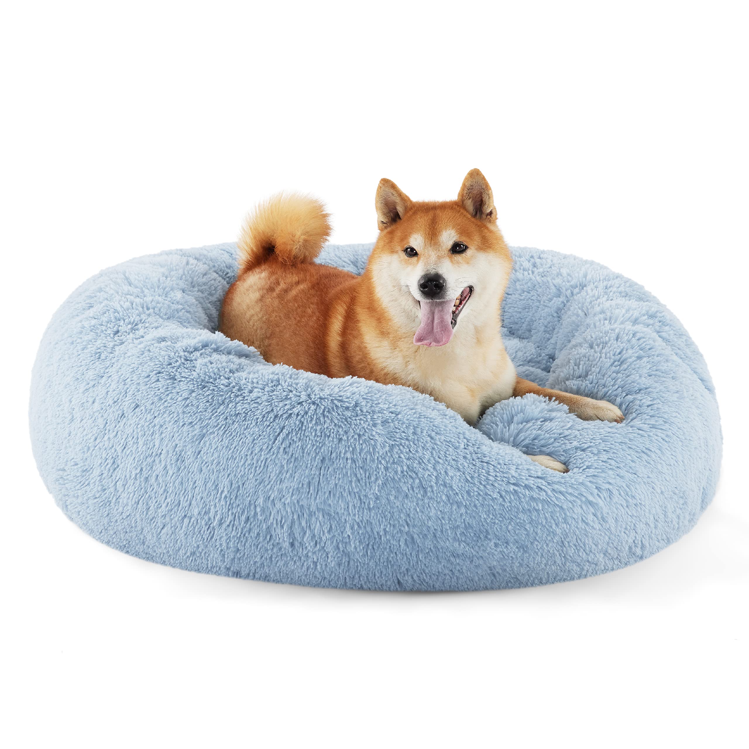 Bedsure Calming Small Dog Bed Donut Washable Cat＆Puppy Bed,23 inches Camel | Oprah Daily Award,Fluffy Faux Fur Round Cuddler,Anti-Slip Bottom,Anti-Anxiety,Deep Sleep for Large Cat & Pets Up to 25 Lbs