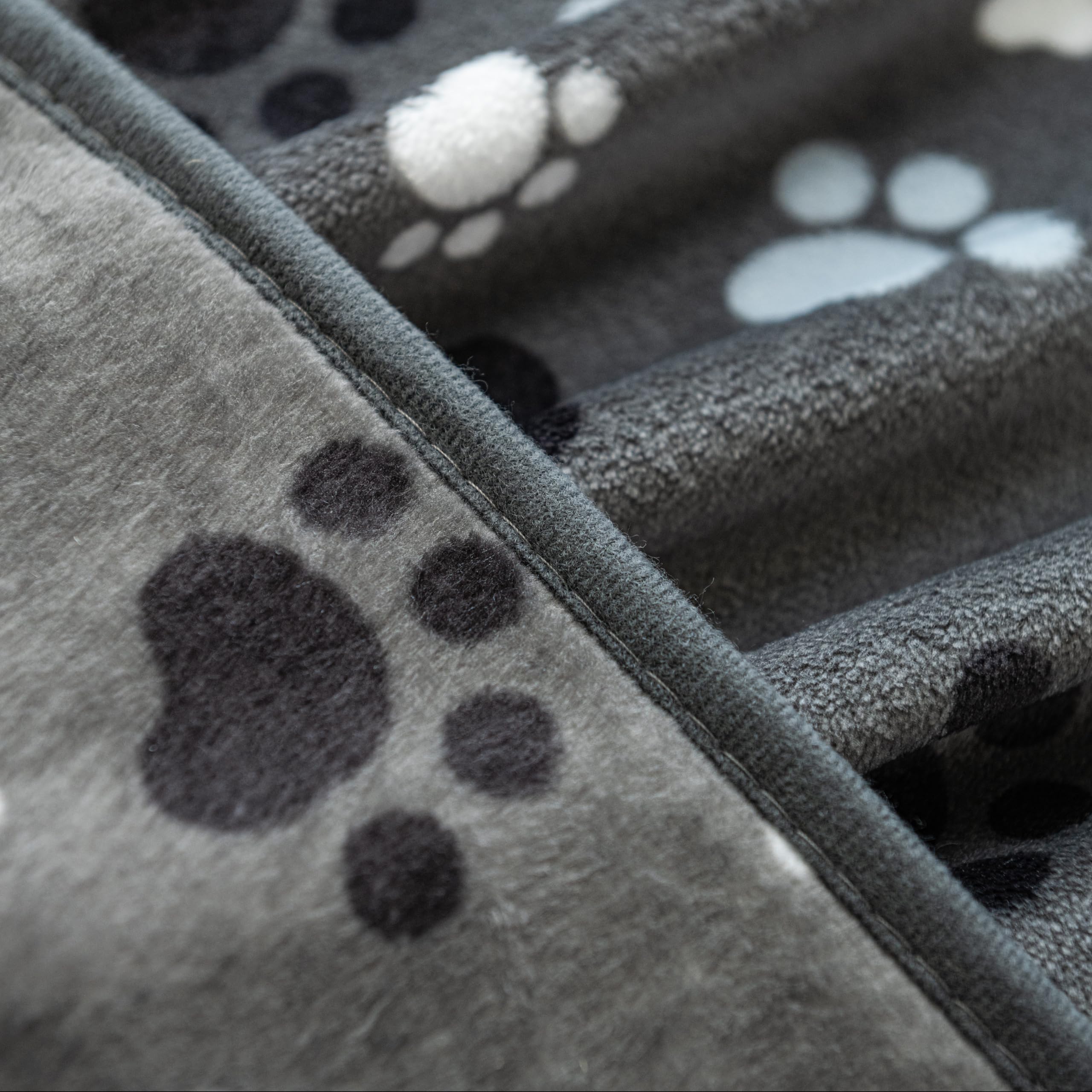 Dog Blanket 2 Pack Soft Flannel Pet Blanket for Dogs & Cats, Cozy Puppy Blanket for Couch Bed Crate, Washable Paw Print Throw 40 * 30 Inch Red&Brown