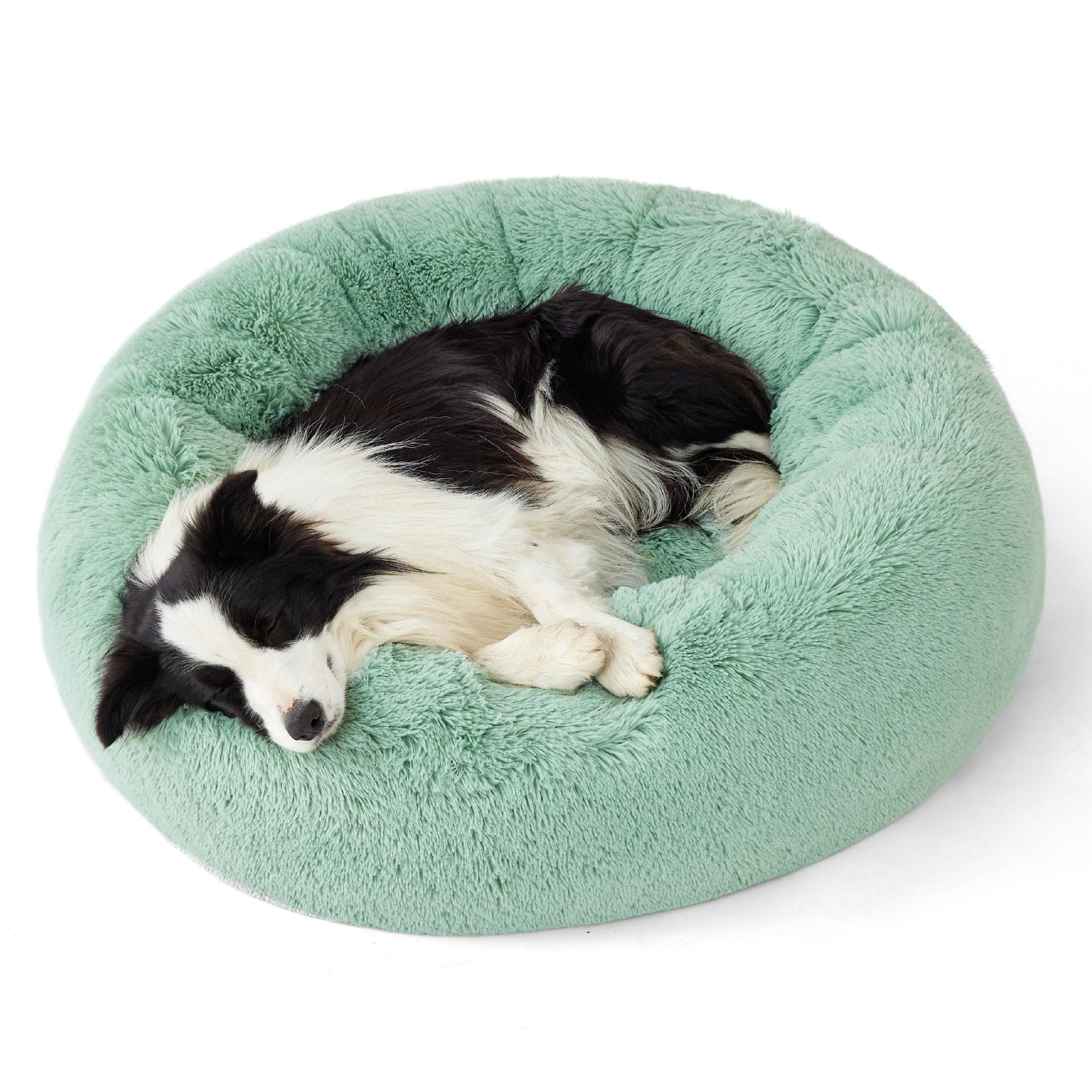 Bedsure Calming Small Dog Bed Donut Washable Cat＆Puppy Bed,23 inches Camel | Oprah Daily Award,Fluffy Faux Fur Round Cuddler,Anti-Slip Bottom,Anti-Anxiety,Deep Sleep for Large Cat & Pets Up to 25 Lbs