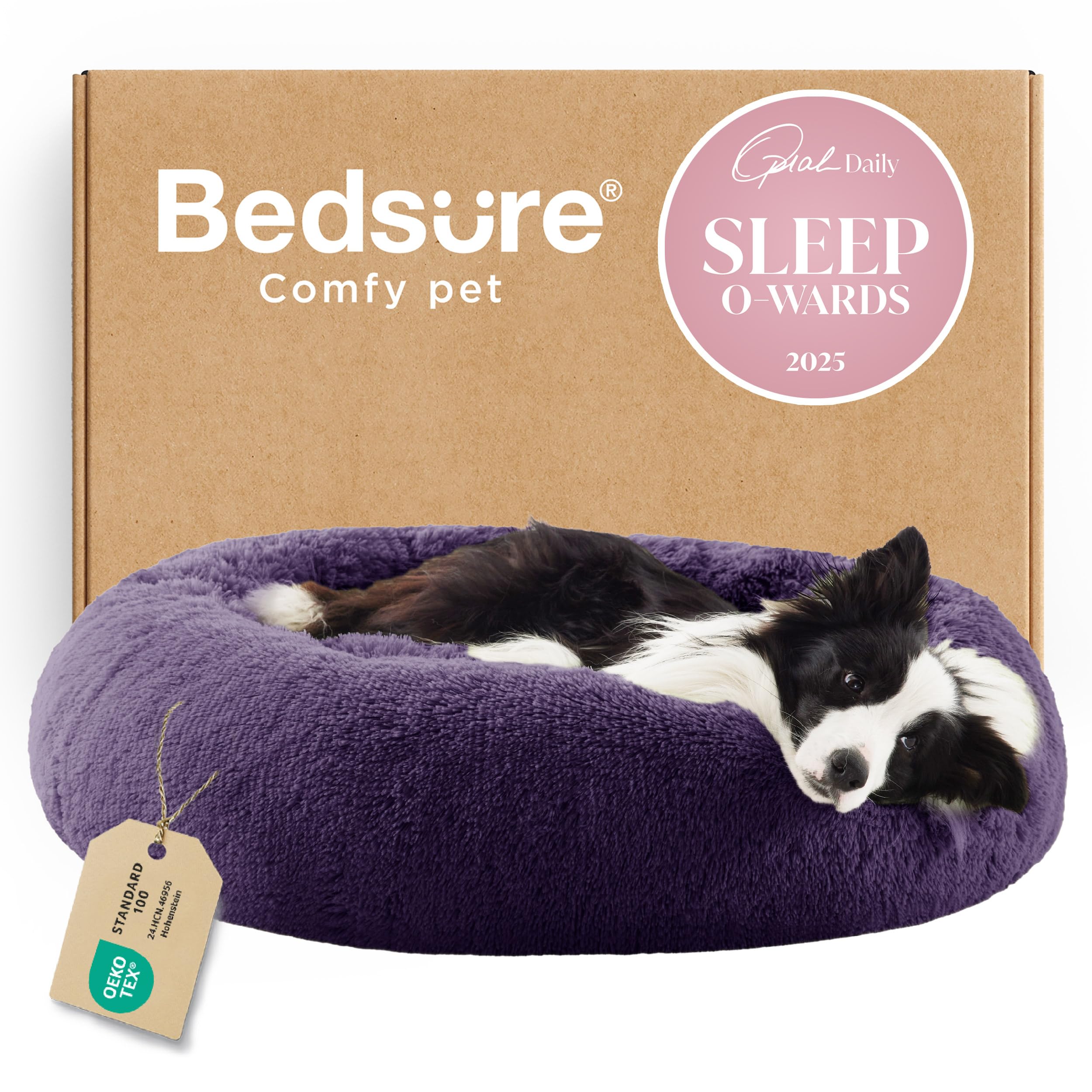 Bedsure Calming Small Dog Bed Donut Washable Cat＆Puppy Bed,23 inches Camel | Oprah Daily Award,Fluffy Faux Fur Round Cuddler,Anti-Slip Bottom,Anti-Anxiety,Deep Sleep for Large Cat & Pets Up to 25 Lbs