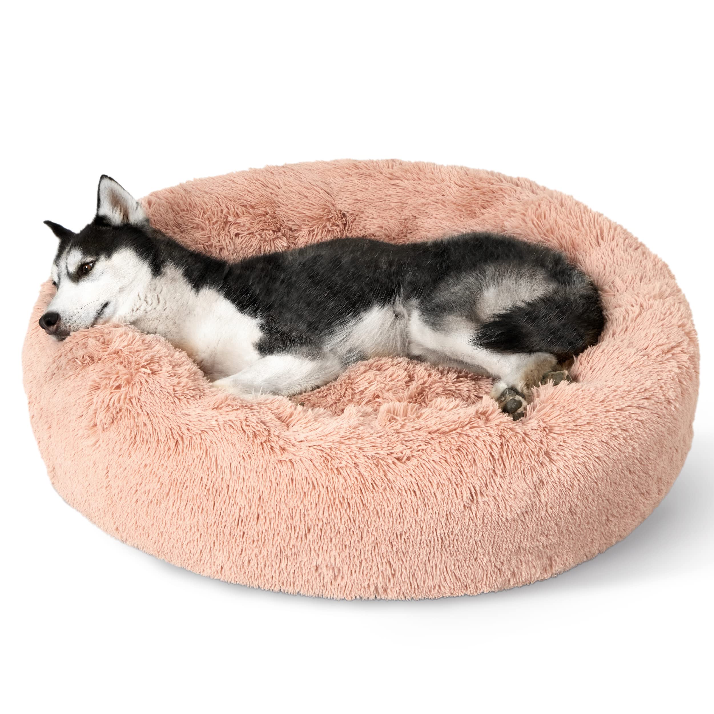 Bedsure Calming Small Dog Bed Donut Washable Cat＆Puppy Bed,23 inches Camel | Oprah Daily Award,Fluffy Faux Fur Round Cuddler,Anti-Slip Bottom,Anti-Anxiety,Deep Sleep for Large Cat & Pets Up to 25 Lbs