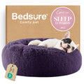 Bedsure Calming Small Dog Bed Donut Washable Cat＆Puppy Bed,23 inches Camel | Oprah Daily Award,Fluffy Faux Fur Round Cuddler,Anti-Slip Bottom,Anti-Anxiety,Deep Sleep for Large Cat & Pets Up to 25 Lbs